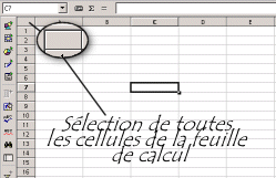sélection de toutes les cellules de la feuille de calcul sous StarOffice