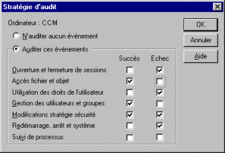 La stratégie d\'audit sous Windows NT